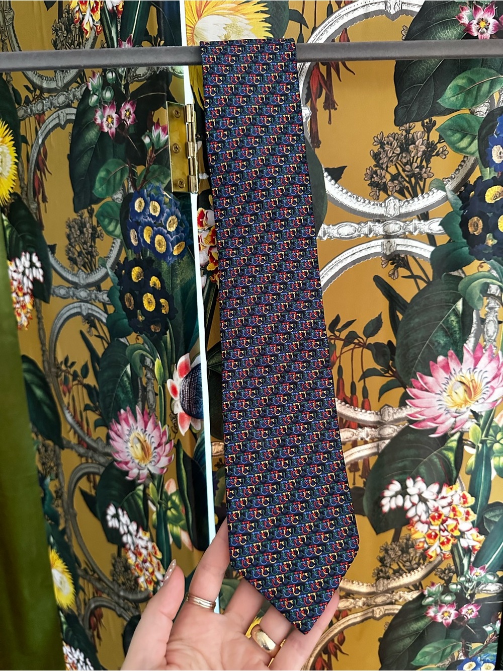 Men's Ferragamo Logo Patterned Silk Tie